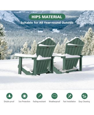 Patio HIPS Outdoor Weather Resistant Slatted Chair Adirondack Chair w/ Cup Holder