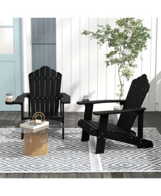 Patio HIPS Outdoor Weather Resistant Slatted Chair Adirondack Chair w/ Cup Holder