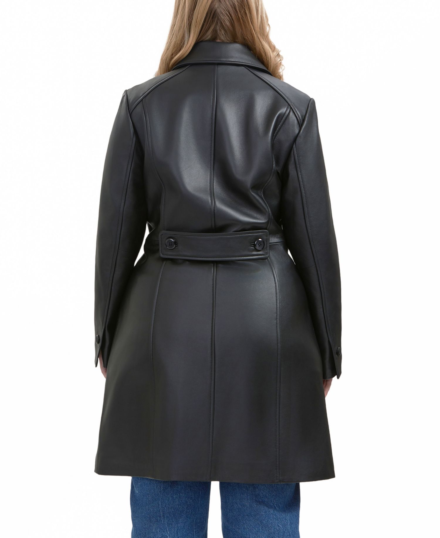 Plus Size Maisy Leather Long Coat