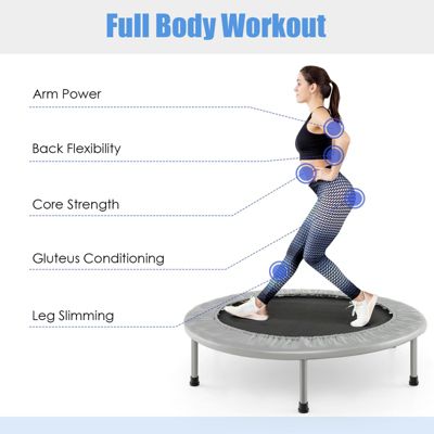 36 Inch Mini Folding Trampoline Portable Recreational Fitness Rebounder-Silver