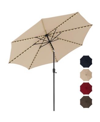 10FT Solar Patio Umbrella 112 LED Lighted Umbrella Outdoor Table Market Umbrella