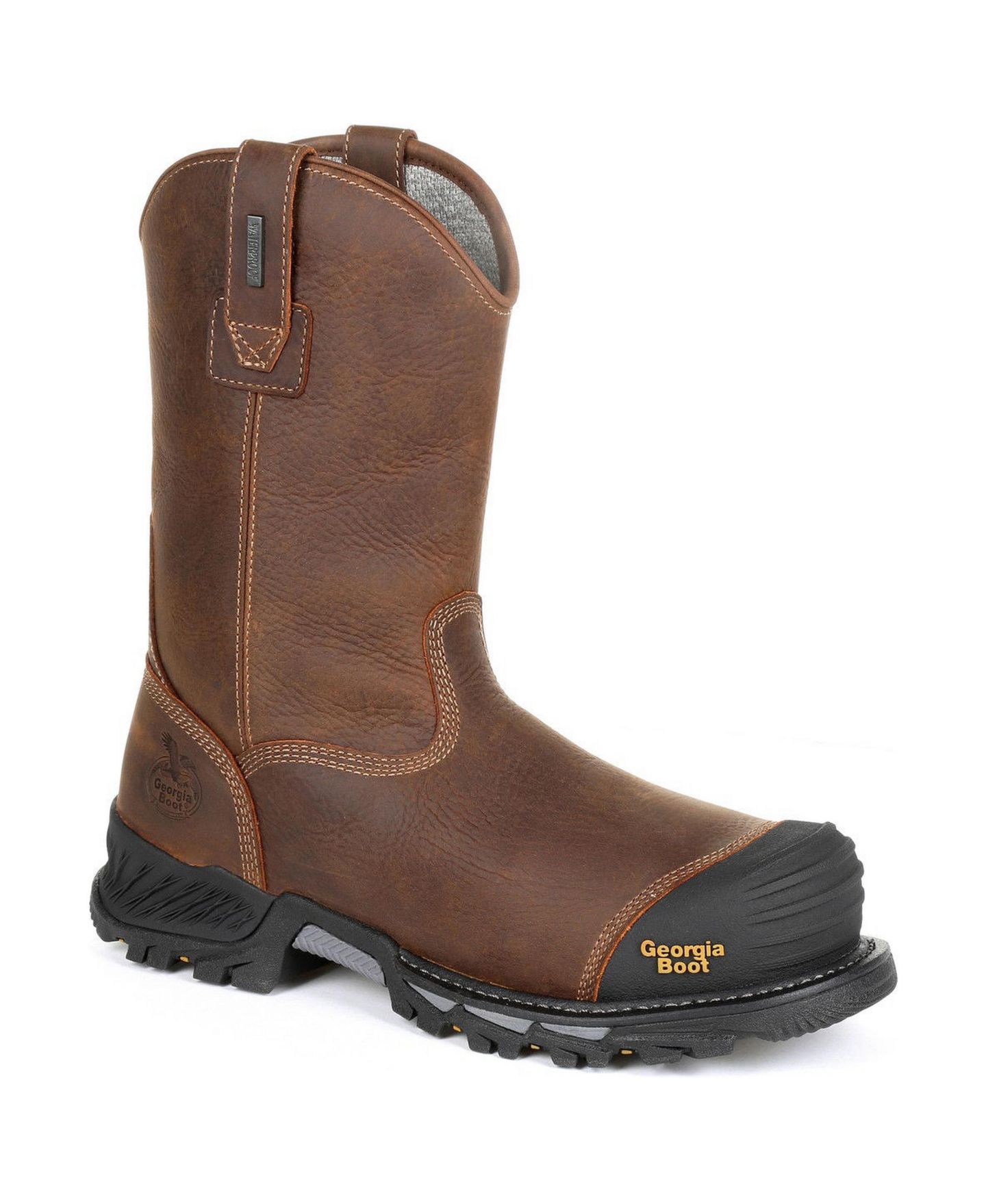 Мужские ботинки GEORGIA BOOT Rumbler Composite Toe Waterproof Pull-on Work Boot, цвет: Чёрный / Коричневый — фото 1