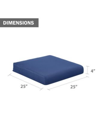 Outdoor Chair Cushions, Fade-Resistant Polyester with Removable Cover and Ties, Set of 2, 25"x25"x2.5"