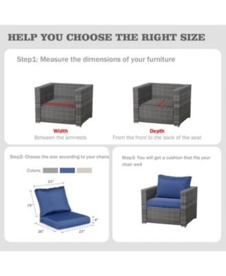 Outdoor Chair Cushions Set of 2, 23"x26", Water Resistant Outdoor Deep Seat Cushions with Handle & Adjustable Straps.