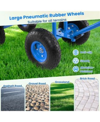 Extendable Handle Garden Cart Rolling Wagon Scooter-Blue