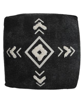 18" Black 100% Cotton Ottoman