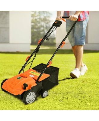 13 Inch 12 Amp Electric Scarifier with Collection Bag and Removable Blades-Orange