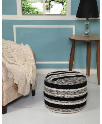 Cotton Pouf Ottoman for Living Room Seating and Decorative Accent