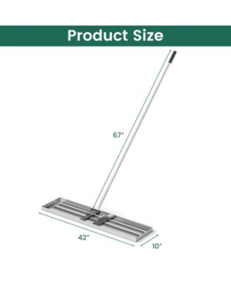 42 x 10 Inch Lawn Leveling Rake with Ergonomic Handle-Silver
