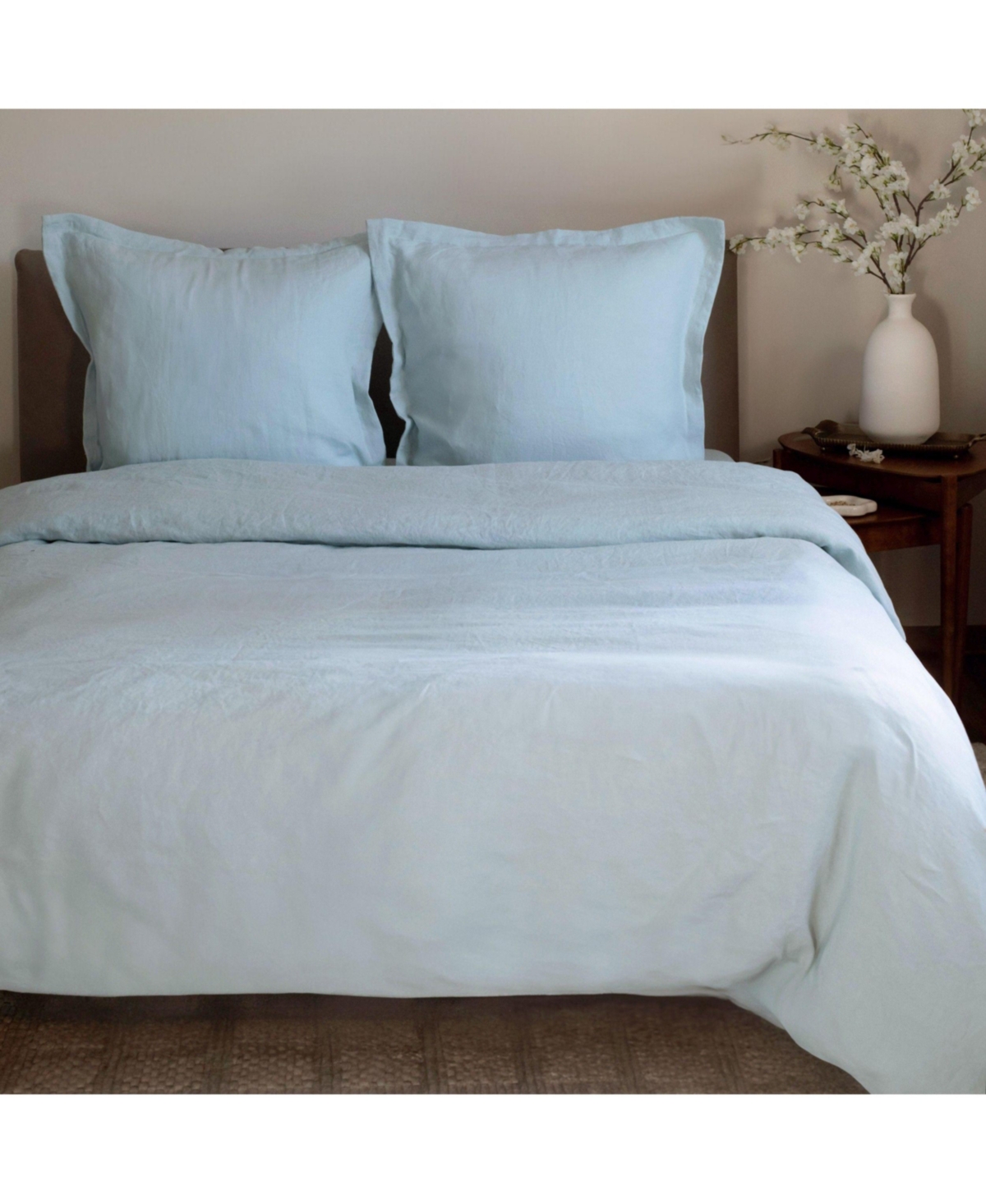 100% French Linen Flanged Euro Sham 26&#x22; x 26&#x22; - White