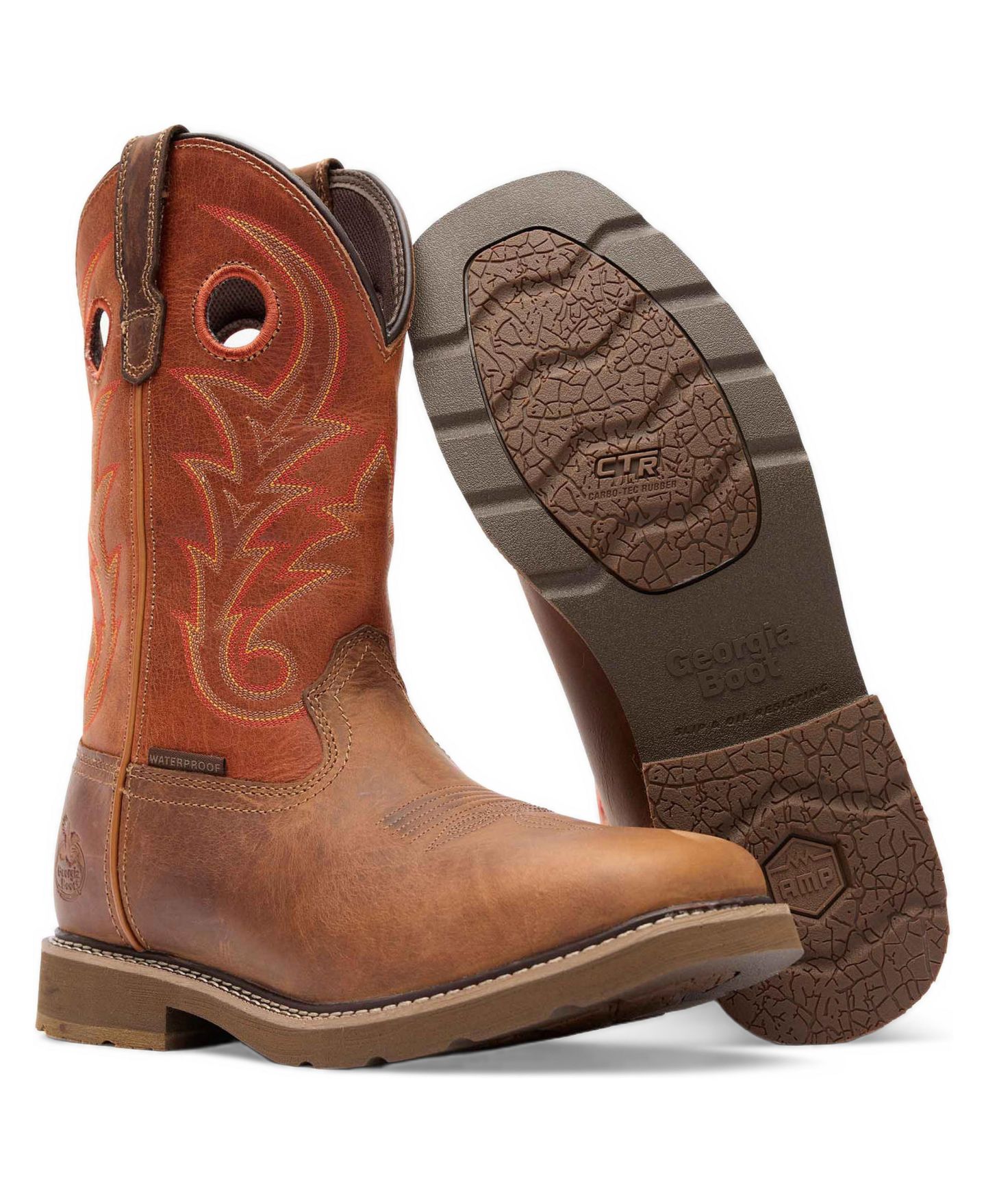 Мужские ботинки GEORGIA BOOT Core 37 Western 11" Waterproof Pull-On Work, цвет: Коричневый ржавый — фото 2