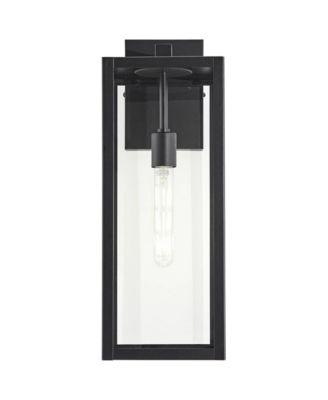 Titan Modern Outdoor Wall Light Fixtures Set of 2 Mystic Black Rectangular Frame 20" Clear Glass for Post Exterior Barn