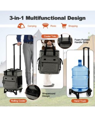 50-Can Large Leakproof Rolling Cooler with Detachable Bottom Plate