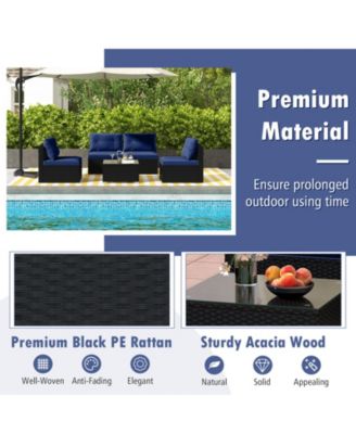 5-Piece Outdoor Patio Furniture Set with Cushions and Coffee Table