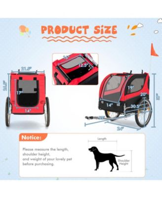 Dog Bike Trailer Foldable Pet Cart with 3 Entrances for Travel