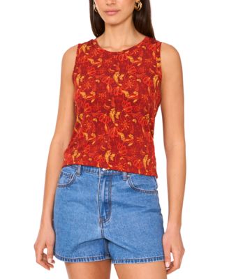 Vince Camuto - Women's Printed Keyhole Tank Top