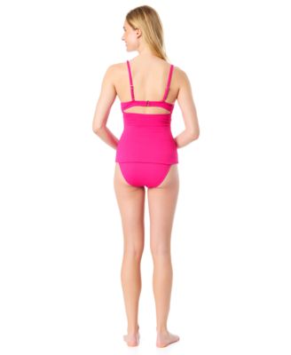 Women's La Vie A La Mer Textured Button-Front Tankini Top