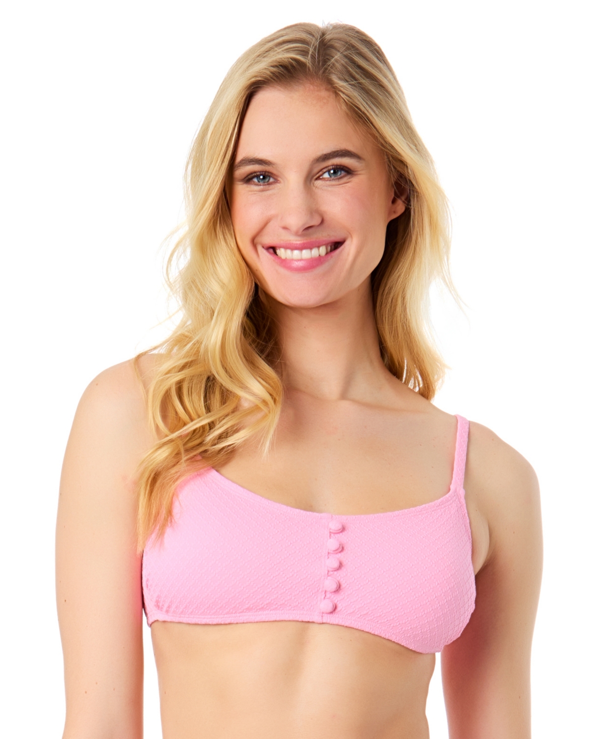 Cece Women's La Vie A La Mer Textured Button-front Bikini Top