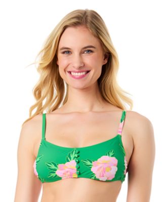 CeCe Women's La Vie A La Mer Textured Button-Front Bikini Top