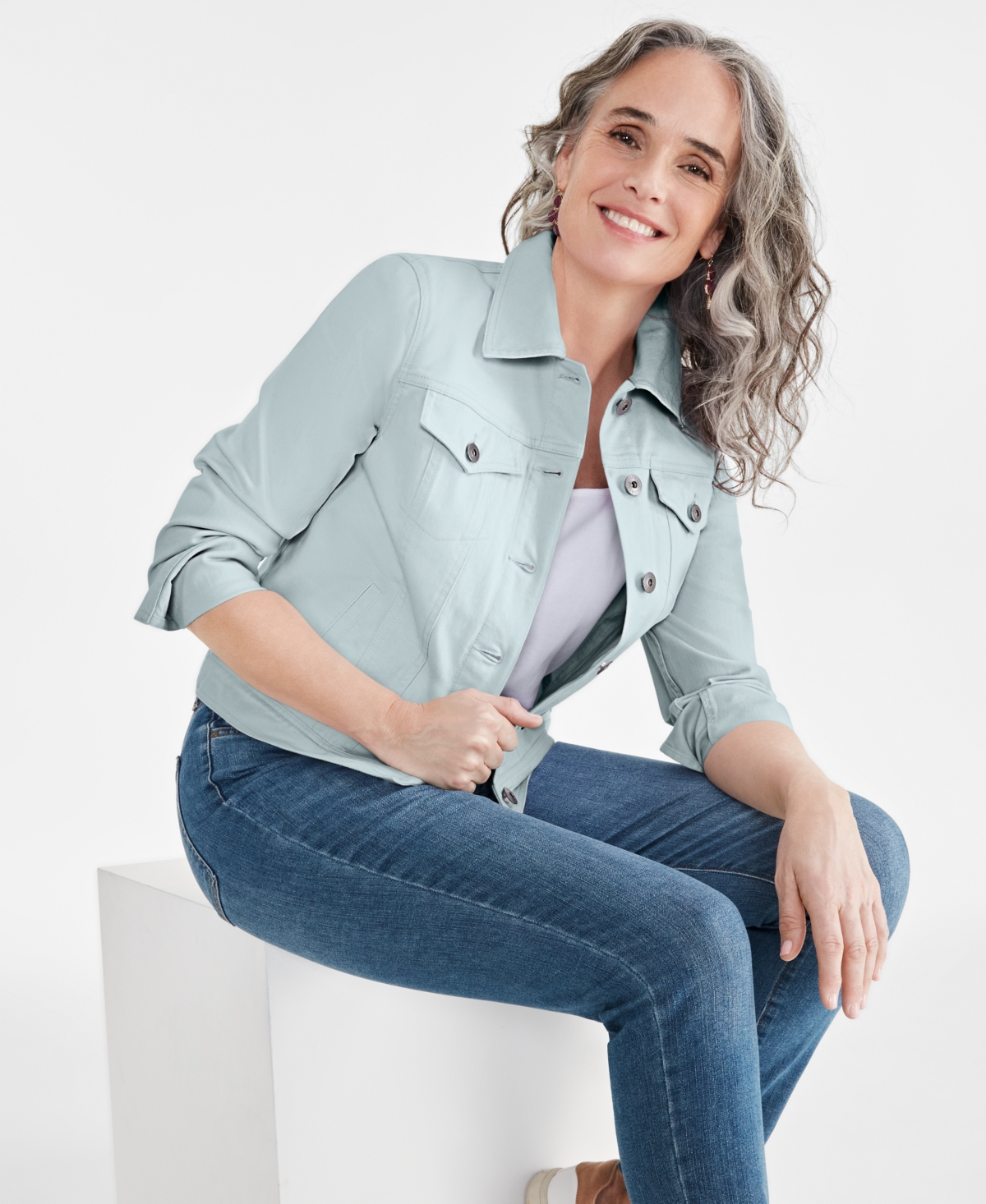 Style & Co Women's Classic Denim Jacket, Created For Macy's