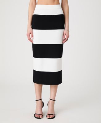 French Connection - Women's Striped Bodycon Knit Maxi Skirt