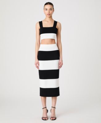 Women's Sleeveless Bodycon Colorblock Knit Top