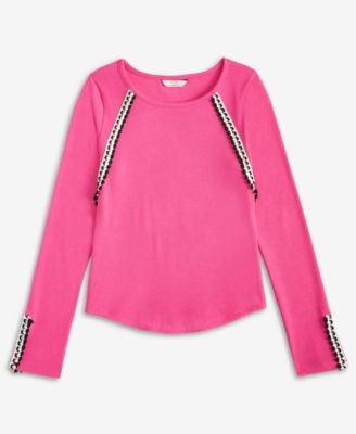Big Girls Crochet-Trim Rib-Knit Top