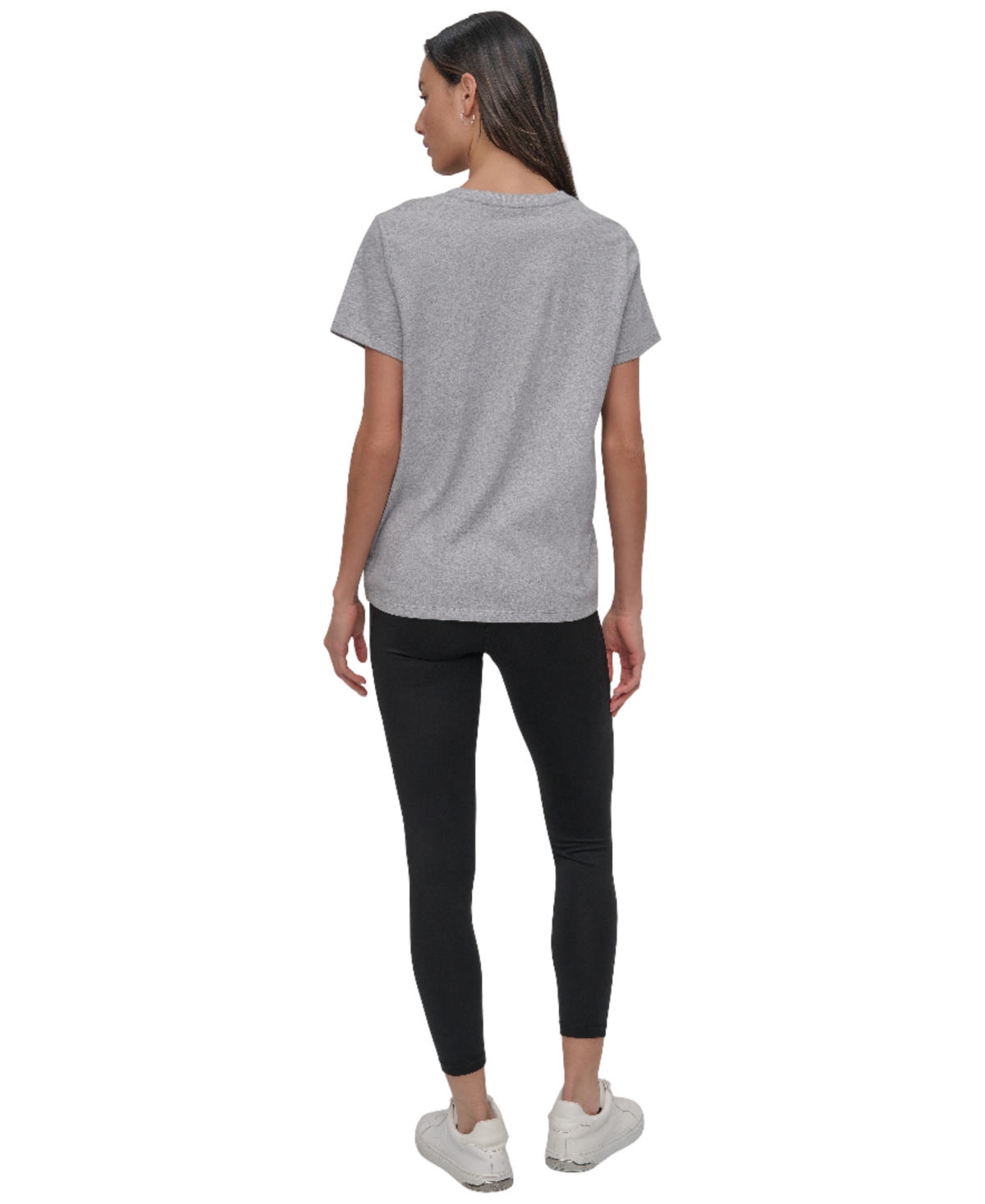 Dkny Women's Rhinestone Graffiti Relaxed Fit Round Neck T-shirt
