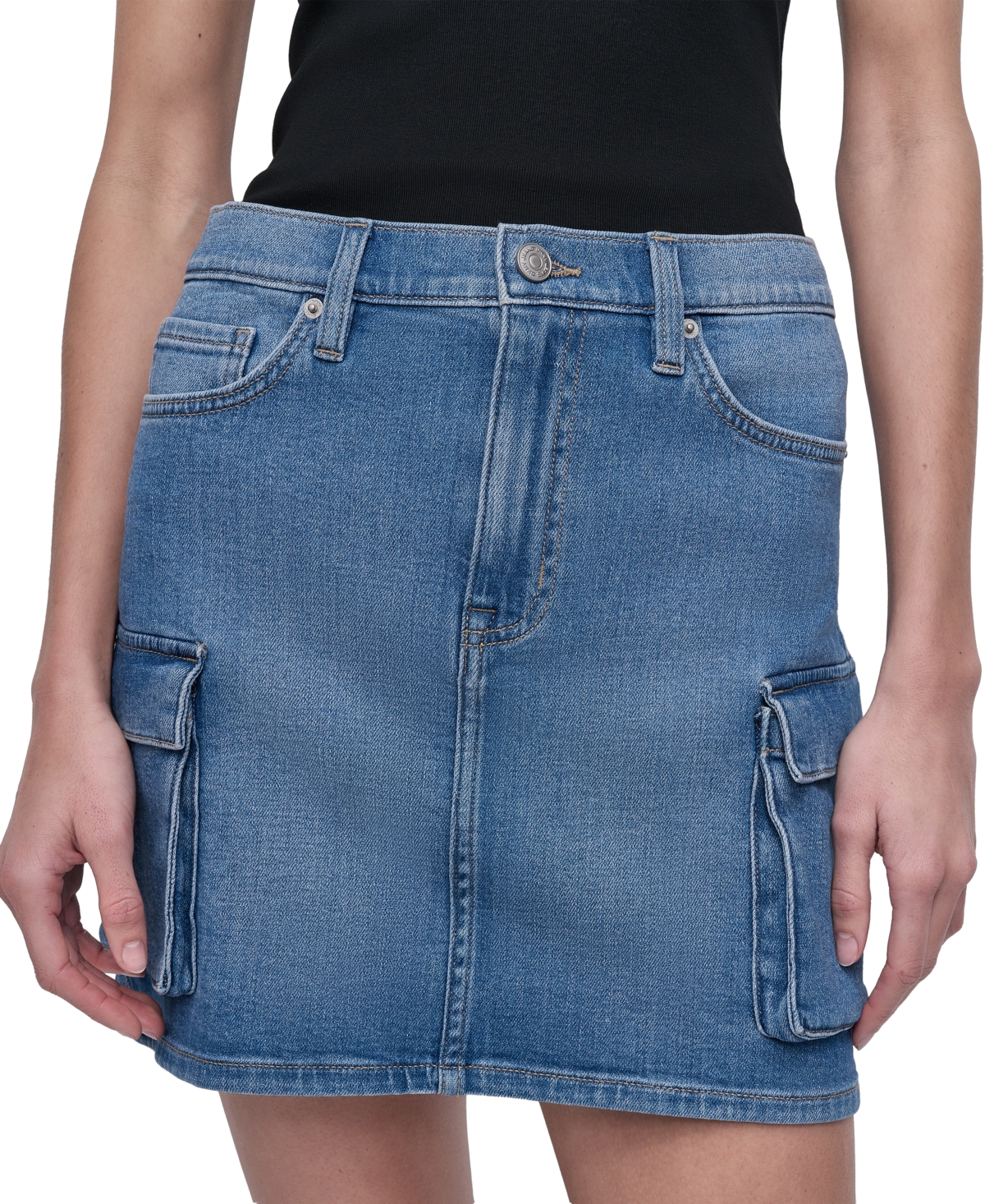 DKNY JEANS WOMEN'S DENIM CARGO MINI SKIRT 