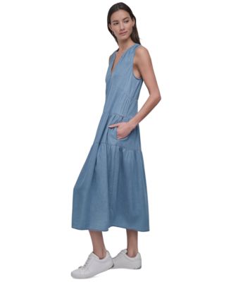 Women's Sleeveless Tiered Midi Dress