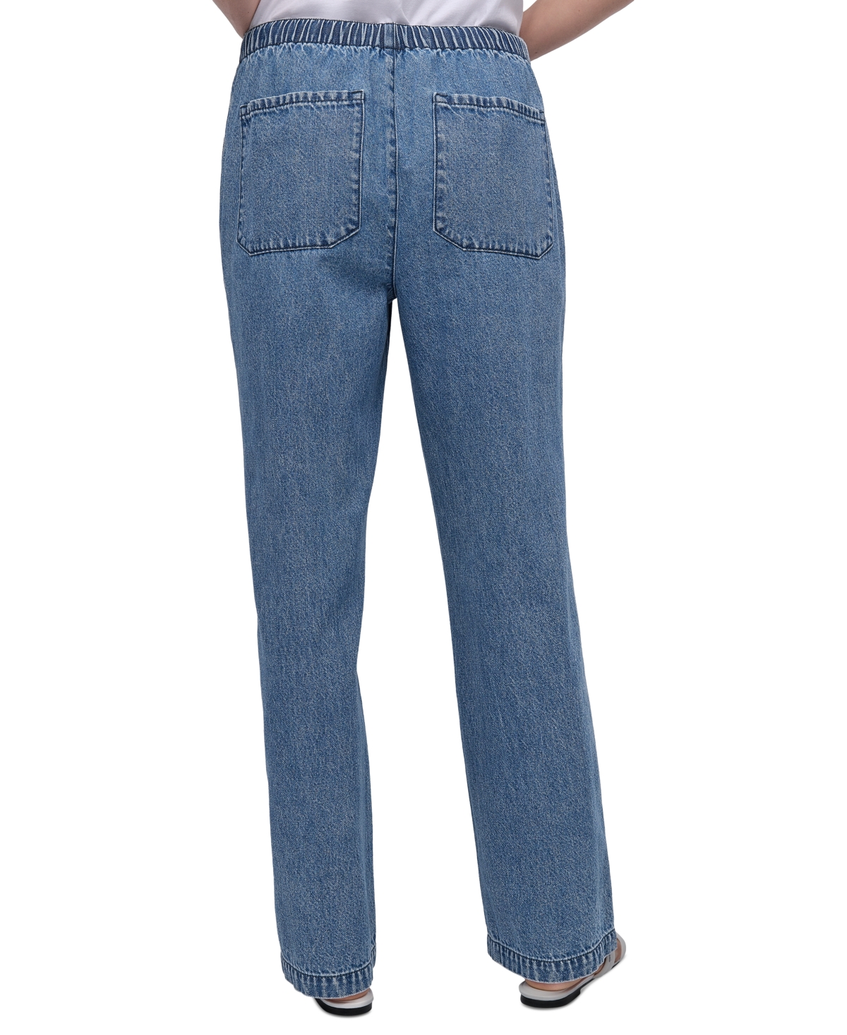 DKNY JEANS WOMEN'S HIGH RISE DRAWSTRING-WAIST COTTON JEANS 