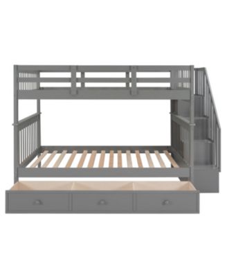  Stairway Full-Over-Full Bunk Bed w/ Drawer & Storage