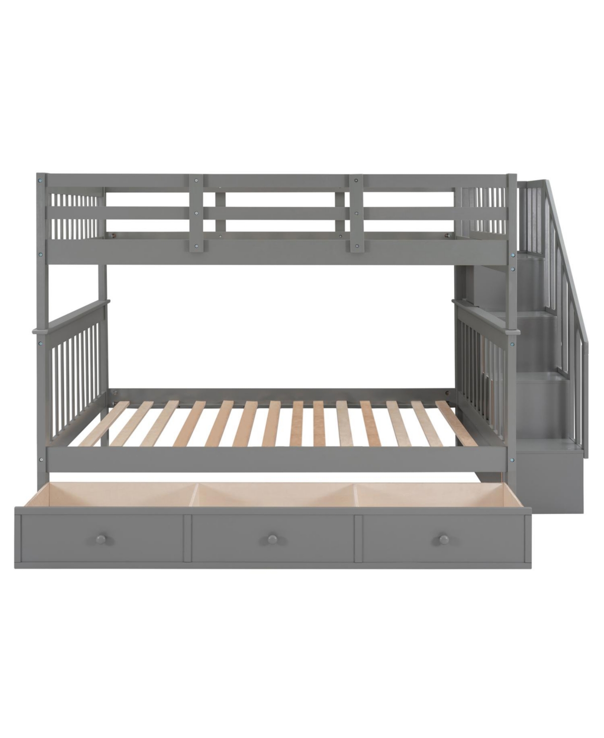 Stairway Full-Over-Full Bunk Bed w/ Drawer & Storage