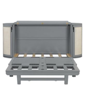 Full Murphy Bed with Hidden Storage & Modern Woven Design