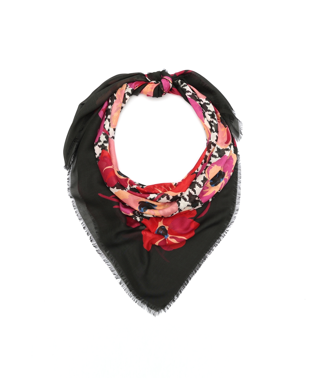 Kate Spade Women's Houndstooth Poppies Modal Square Scarf