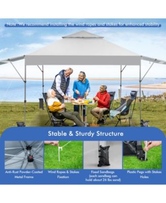 10 x 17.6 Feet Outdoor Instant Pop-up Canopy Tent with Dual Half Awnings-White