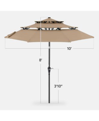 10ft 3-Tier Patio Umbrella, Market Sun Shade w/ Tilt Adjustment, Easy Crank