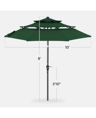 10ft 3-Tier Patio Umbrella, Market Sun Shade w/ Tilt Adjustment, Easy Crank