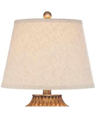 Modern Accent Table Lamps 22" High Set of 2 Warm Bronze Geometric Urn Tapered Drum Shade for Living Room Family Bedroom Office