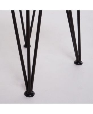 18 Inch Rustic Industrial Accent Table & Side Table for Patio, Acacia Wood Top, Iron Legs