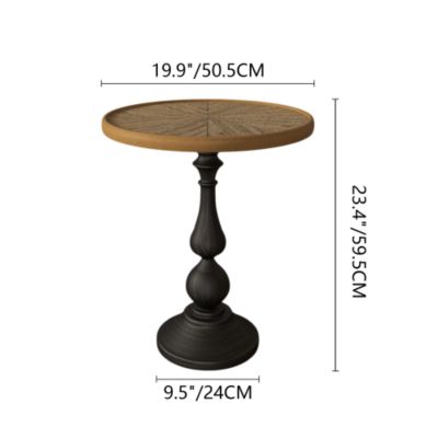 19.9inch Wooden End Table Retro Side Table Round French Country Accent Coffee Table for Living Room