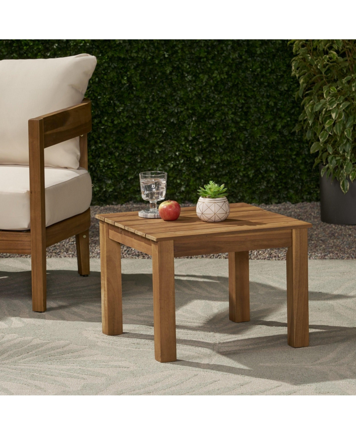 Outdoor Patio Acacia Wood Square Outdoor Side Table