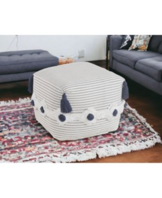 18" Grey 100% Cotton Ottoman