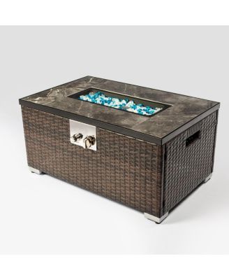 Outdoor Fire Table  Propane  Fire Pit Rattan gas fire table, gas fire table with tile tabletop