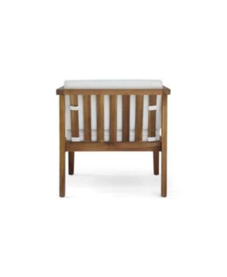 Alcove Teak Brown 5-Piece Wood Outdoor Patio Conversation Sectonal Seating Set with Beige Cushions