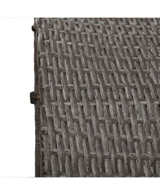 5-Piece Round Rattan Sectional Sofa Set All-Weather PE Wicker Sunbed Daybed with Round Liftable Table and Washable Cushions