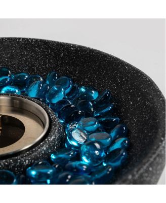 Black Tabletop Fire Pit Portable Ethanol Fireplace Indoor Outdoor Concrete Fire Bowl with Glass Beads