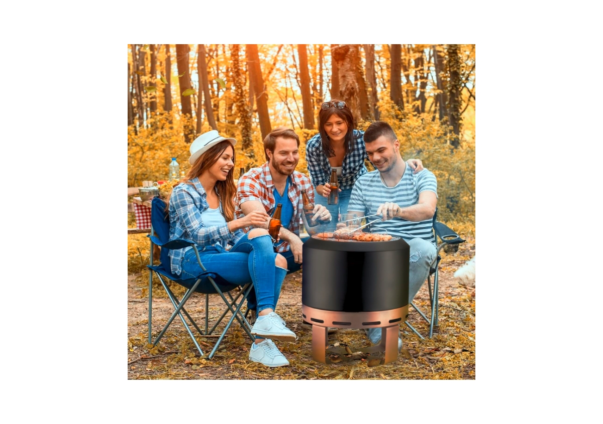 Outdoor Smokeless Fire Pit Stove 24'' for Camping Bonfire, Wood Burning Fire Place Firepit with Stand for Patio Backyard Outside