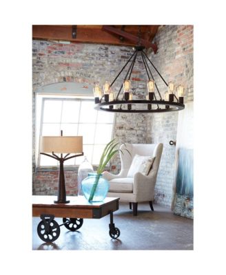 Tremont Modern Mid Century Table Lamps 31 1/2" Tall Set of 2 Rich Bronze Iron Burlap Fabric Drum Shade for Bedroom Living Room