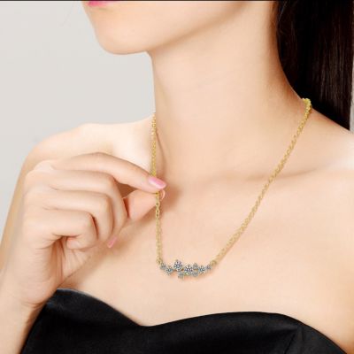 Sterling Silver 14K Gold Plated with Clear Moissanite Sleek Rectangular Pendant Necklace